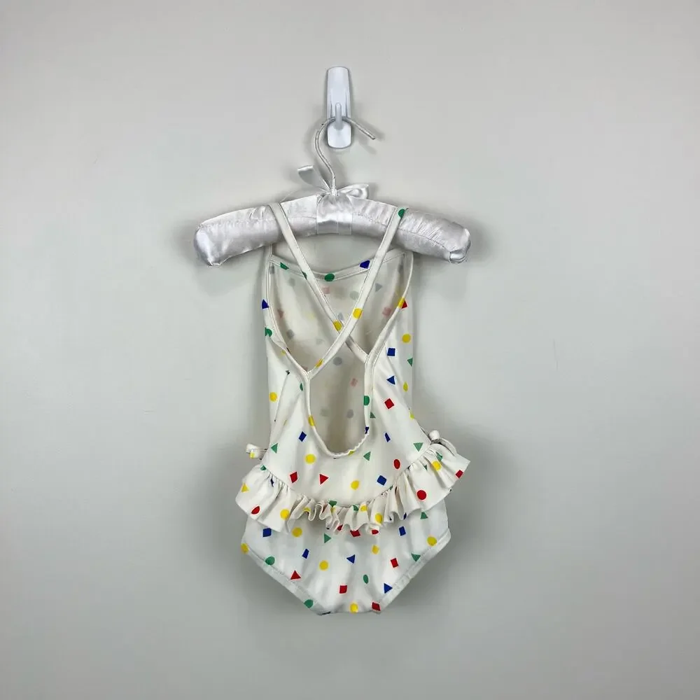 Vintage Colorforms Kids Ruffle Polka Dot Bathing Suit 24 Months USA
